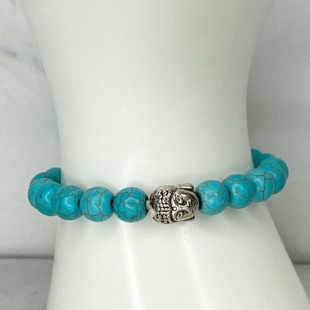 Faux Turquoise Bubble Beaded Stretch Bracelet
